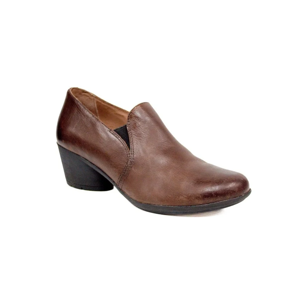 Dansko Robin Chocolate Burnished Leather Low Heel Slip-On Shoes
